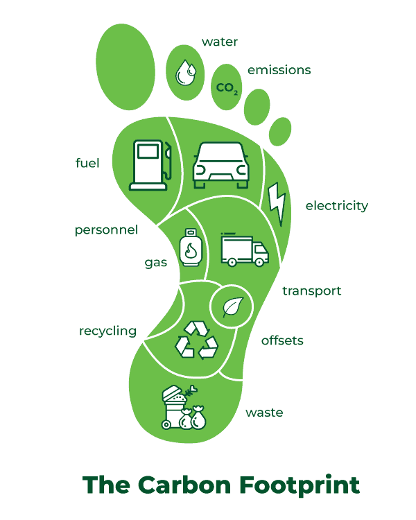 img 2822 Graphic of a footprint with information about our carbon footprint inside