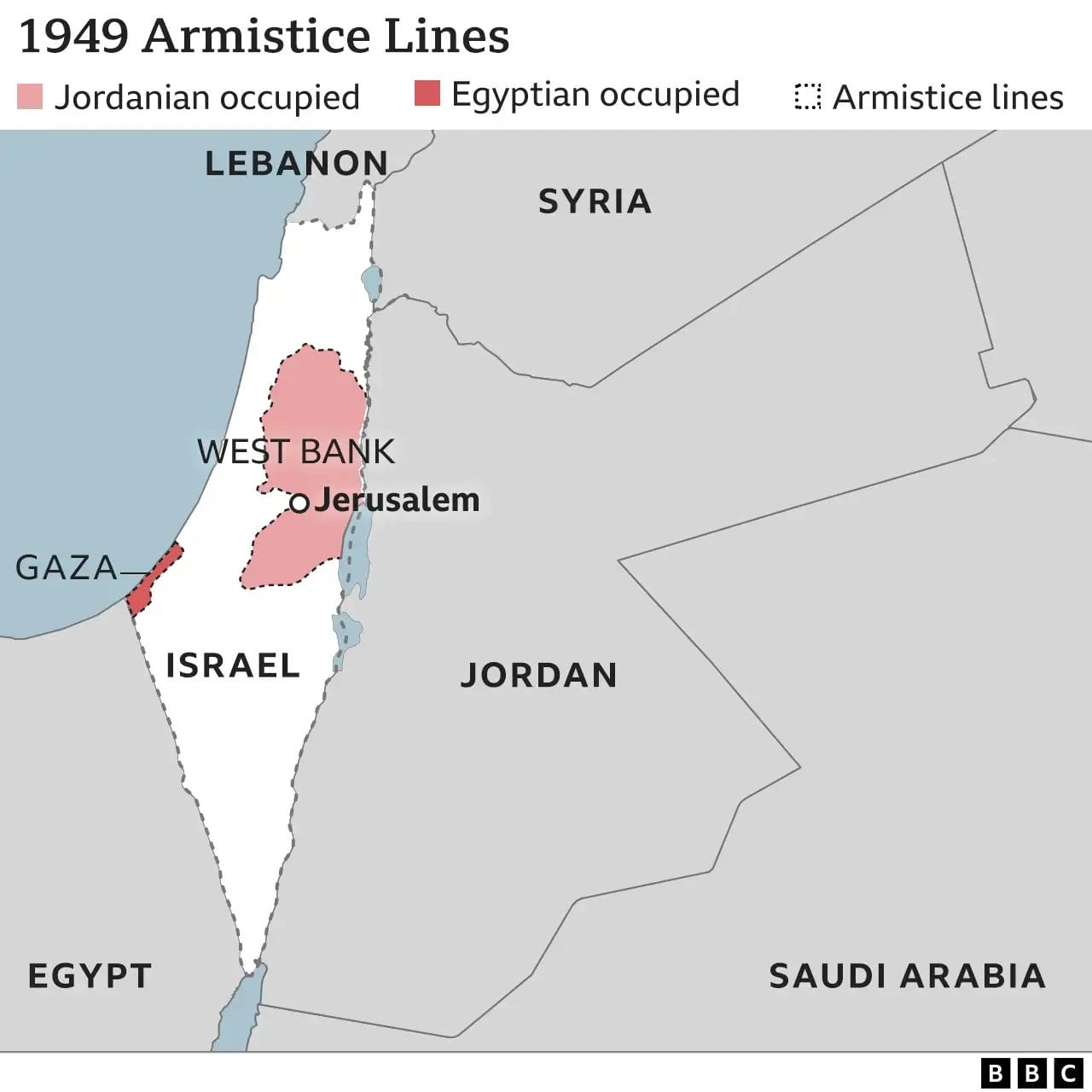 img 4983 A map showing the boundaries of israel, palestine, and other arab nations in 1949.
