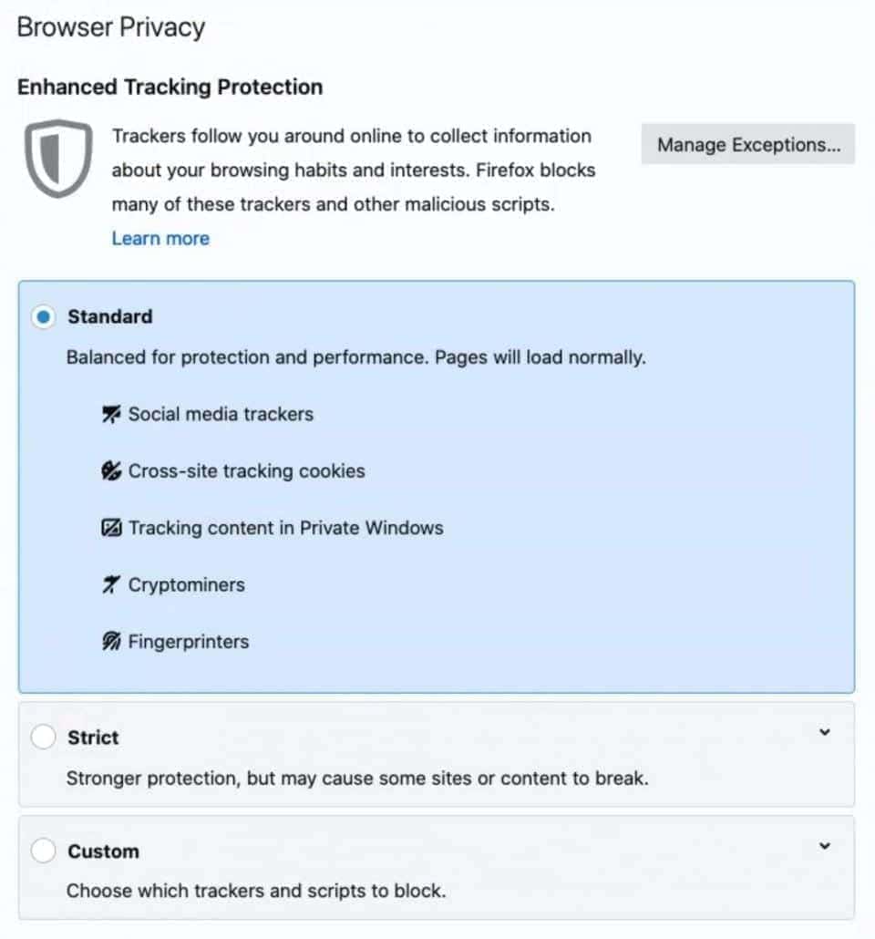 img 7253 Screenshot of privacy settings for firefox browser