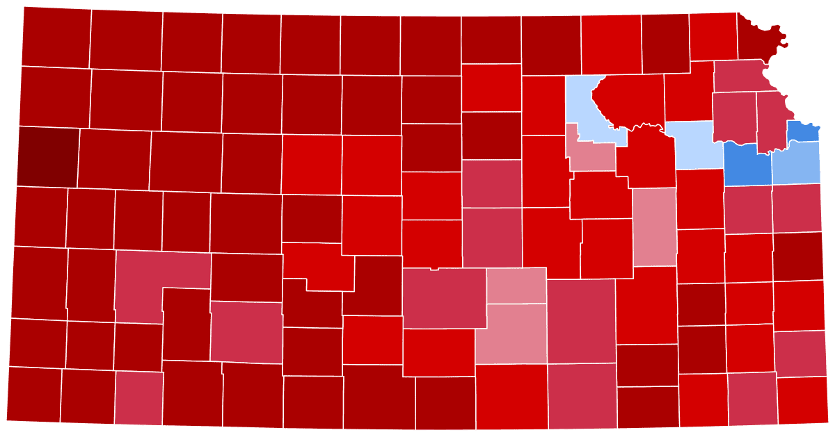 Kansas map of the 2024 presidential election results