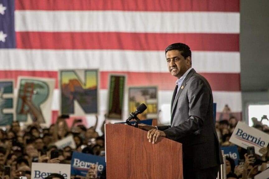 ro khanna Populist representative ro khanna speaks at a bernie sanders rally in 2020
