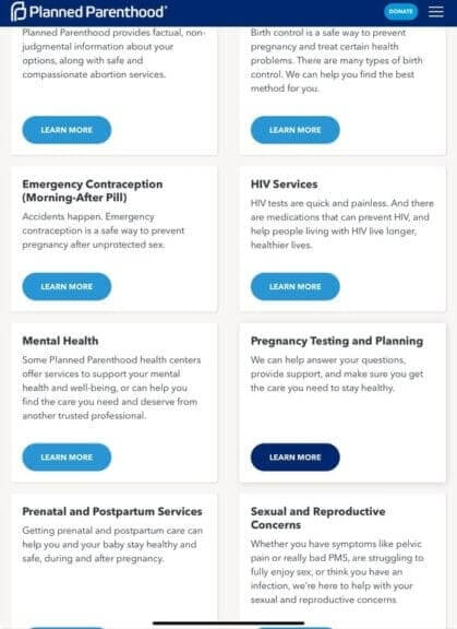 services planned parenthood Screenshot of the services page on the anti-christian bias? Official website for planned parenthood
