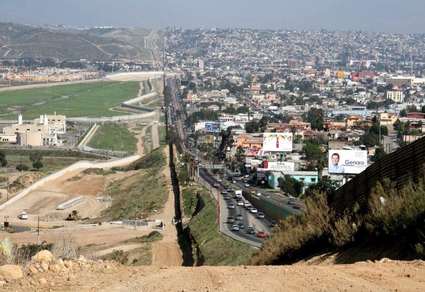 Habeas corpus view of the border wall splitting the u. S. And mexico