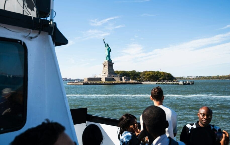 Habeas corpus view of the statue of liberty from a ferry on the water