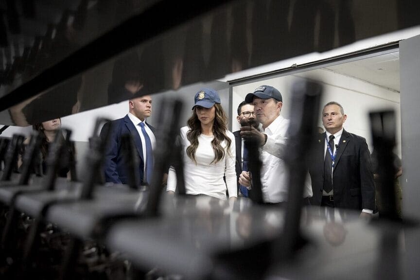 cecot kristi noem Immigration and customs enforcement led by kristi noem. Here she tours cecot in el salvador