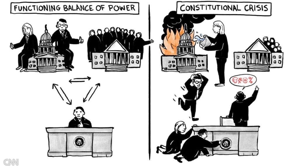 constitutional crisis A cartoon depicting a constitutional crisis