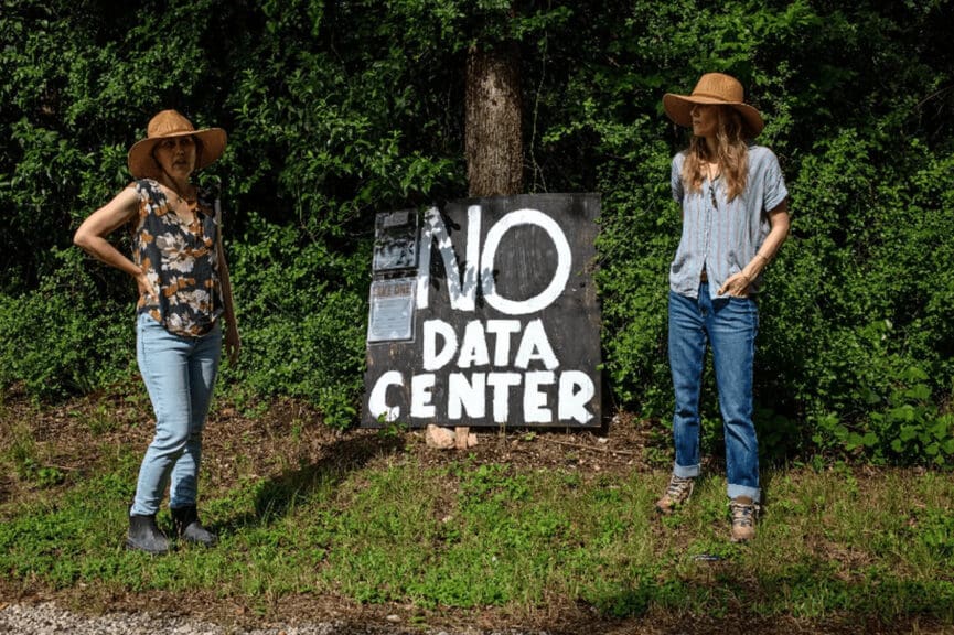 data center protest Protest at the site of a data center