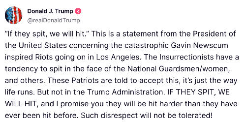 img 0828 Screenshot of a social media post from donald trump on violence.