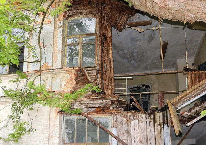 Damaged building after chernobyl