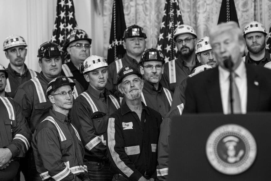 coal miners at the white house The climate change is a hoax leader, president donald trump signs executive actions to support the coal industry at an unleashing american energy executive order event, tuesday, april 8, 2025, in the east room of the white house.