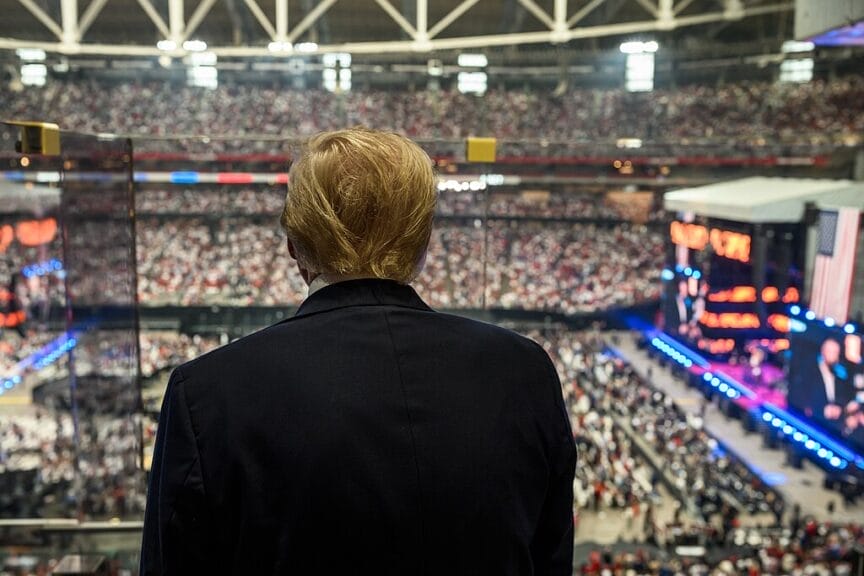 trump watching speeches menorial service for charlie kirk President trump watches speakers at the charlie kirk memorial