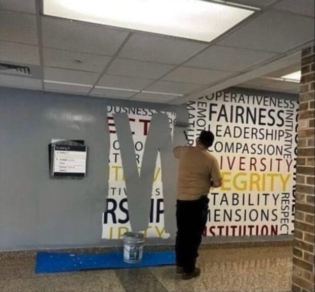 wall of words Word mural that wasn't allowed according to project 2025