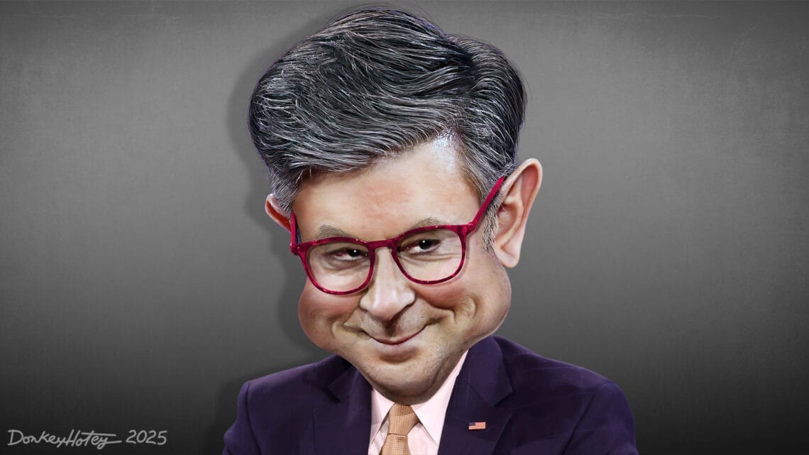 caricature moses mike johnson Caricature of mike johnson thinking about the healthcare con.