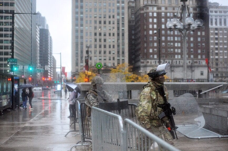 trump supporters with guns Trump supporters wearing camo and holding rifles at an event in philly 3 days before the 2020 election.